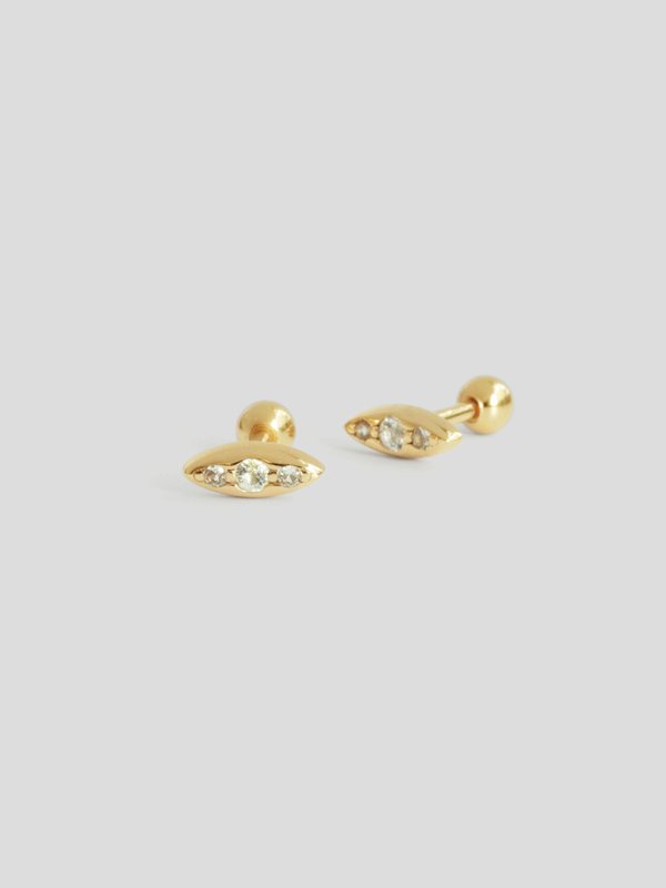 Kira Ear Studs - White Topaz in Champagne Gold 