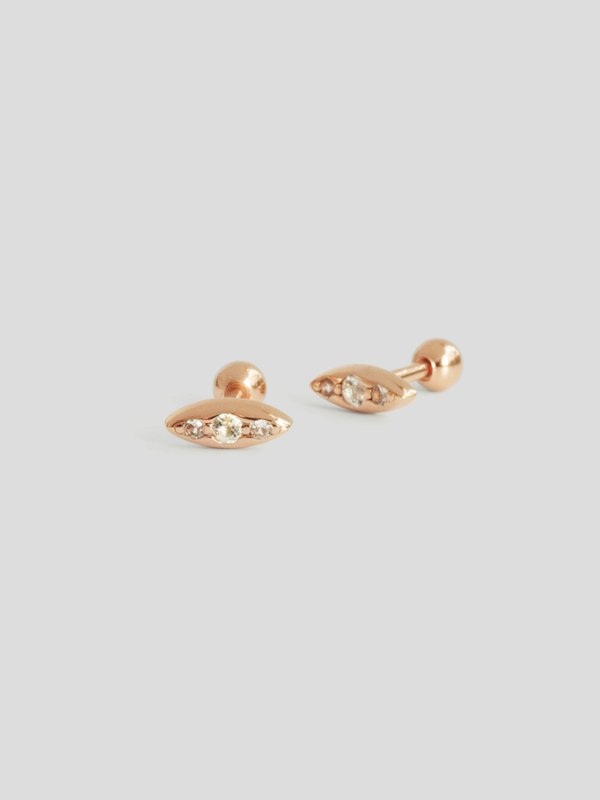 Kira Ear Studs - White Topaz in Rose Gold