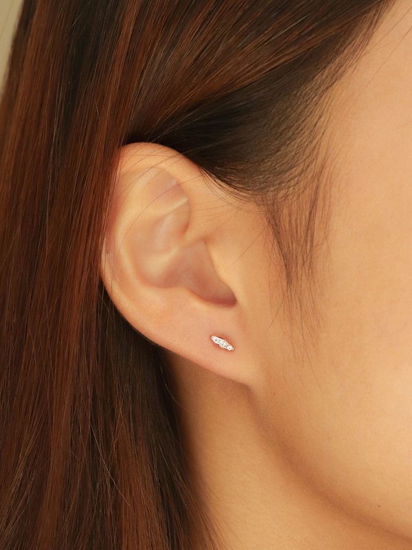 Kira Ear Studs - White Topaz in Rose Gold 