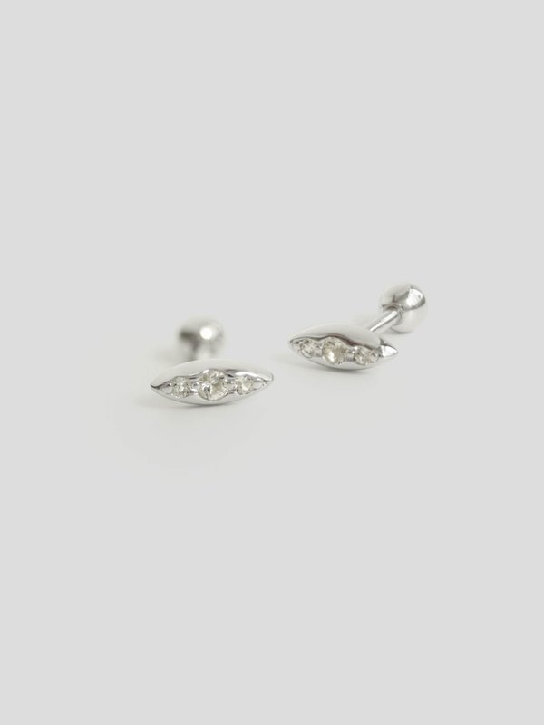 Kira Ear Studs - White Topaz in Silver