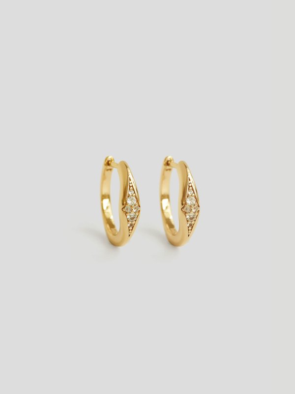 Riviera Ear Hoops - White Topaz in Champagne Gold