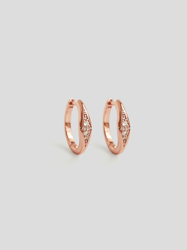 Riviera Ear Hoops - White Topaz in Rose Gold 