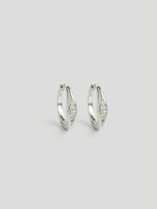 Riviera Ear Hoops - White Topaz in Silver