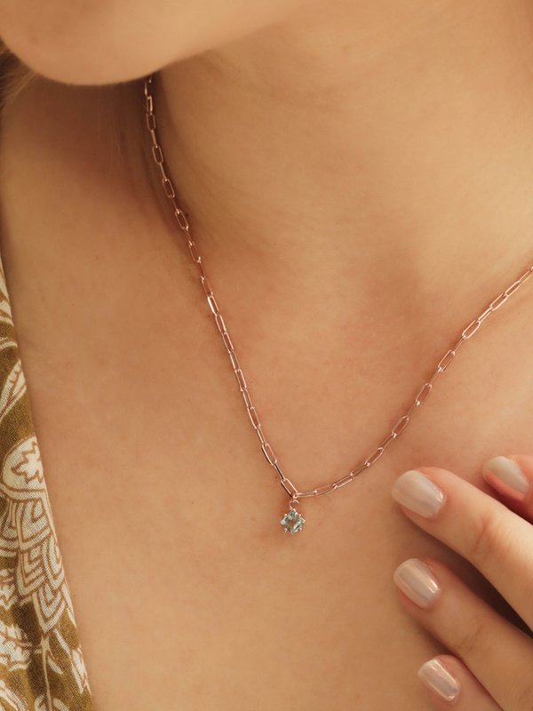 Kimberly Necklace - Sky Blue Topaz in Rose Gold 