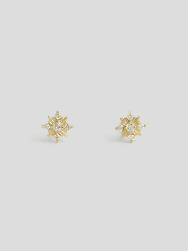 Snowfall Ear Studs - Diamonds in 14k Gold