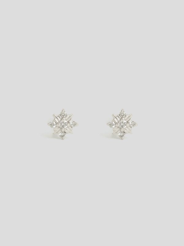 Snowfall Ear Studs - Diamonds in 14k White Gold