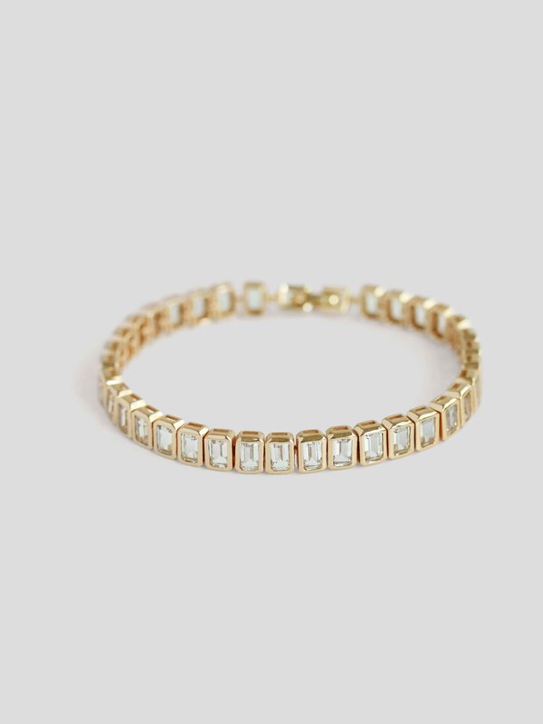 Brooklyn Tennis Bracelet - White Topaz in Champagne Gold