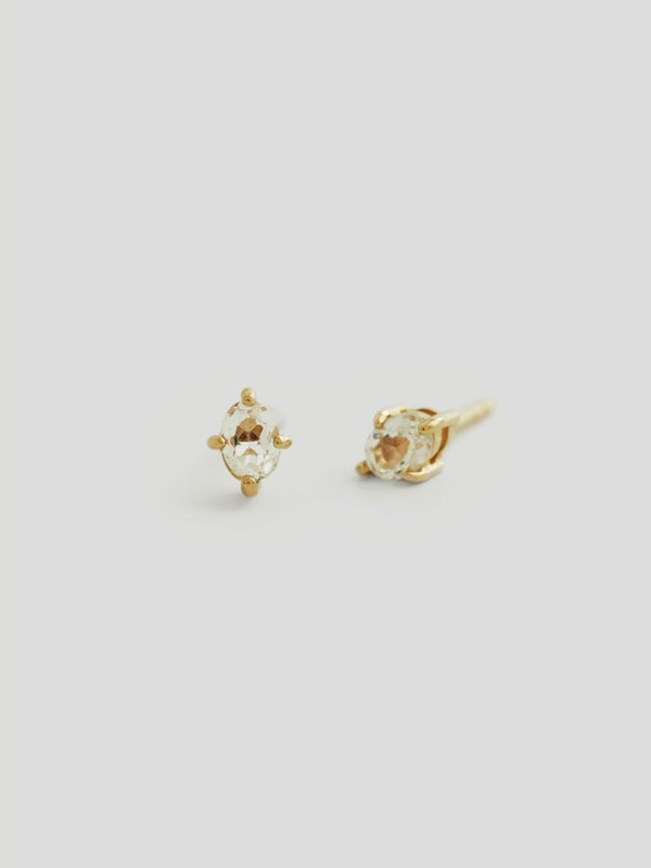 Vienna Ear Studs - White Topaz in Champagne Gold