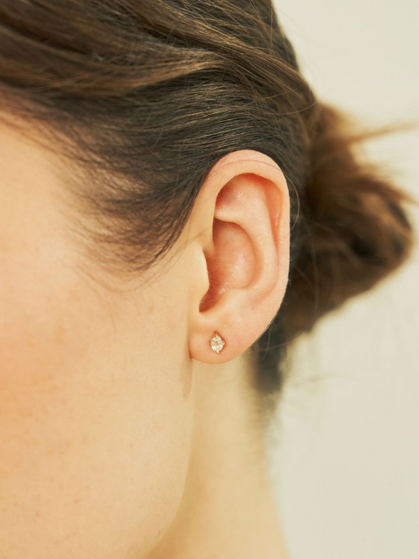 Vienna Ear Studs - White Topaz in Champagne Gold