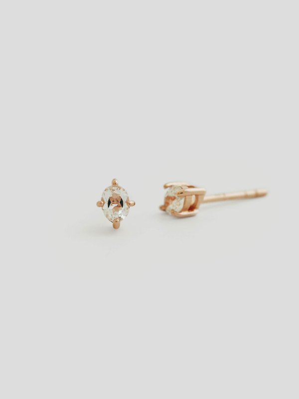 Vienna Ear Studs - White Topaz in Rose Gold