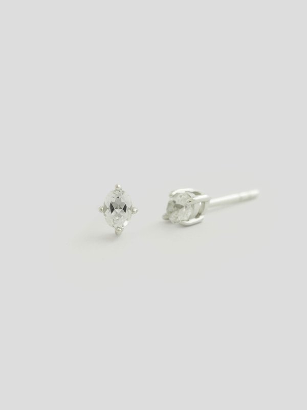 Vienna Ear Studs - White Topaz in Silver