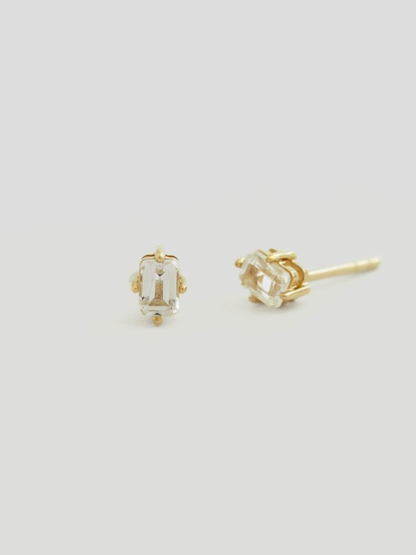 Vivienne Ear Studs - White Topaz in Champagne Gold