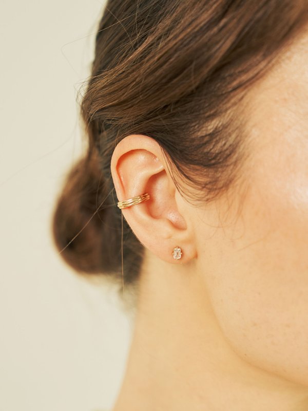 Vivienne Ear Studs - White Topaz in Champagne Gold