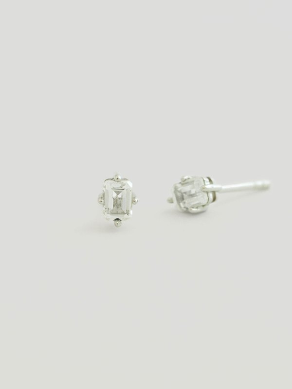 Vivienne Ear Studs - White Topaz in Silver