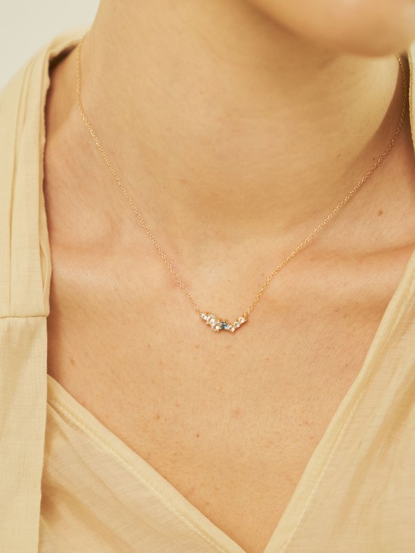 Vera Necklace - Sky Blue Topaz in Champagne Gold