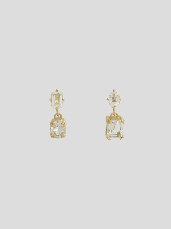 Valentina Earrings - White Topaz in Champagne Gold