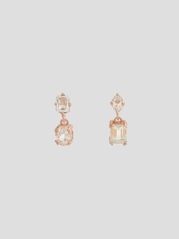 Valentina Earrings - White Topaz in Rose Gold