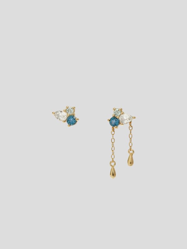 Vera Ear Studs - Sky Blue Topaz in Champagne Gold