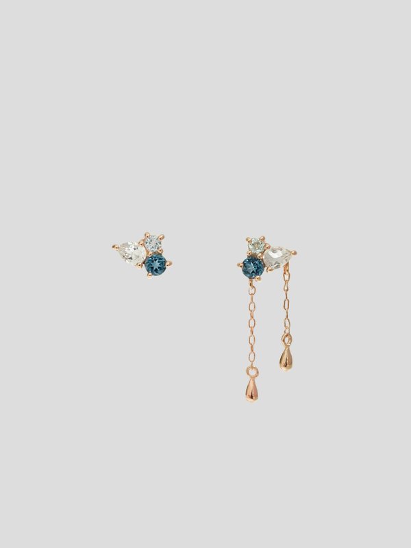 Vera Ear Studs - Sky Blue Topaz in Rose Gold