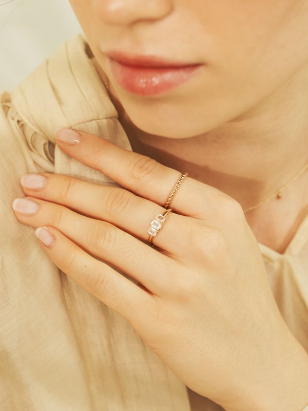 Vivienne Ring - White Topaz in Champagne Gold