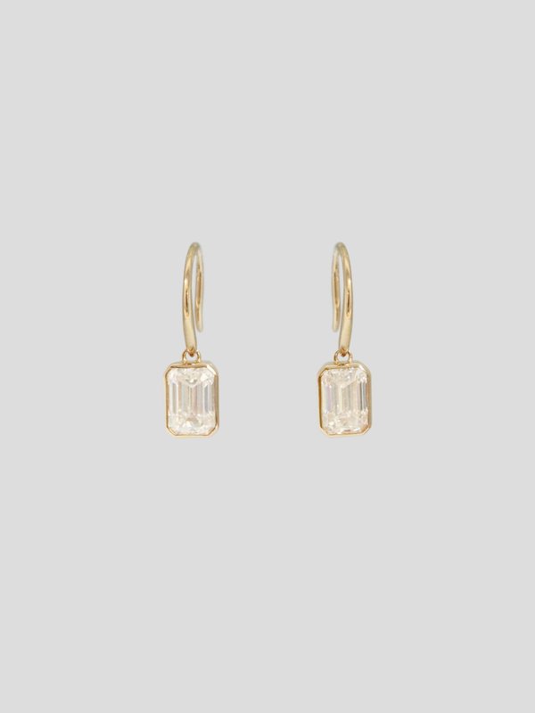 Edge Earrings - Emerald Cut Moissanite in 14k Gold