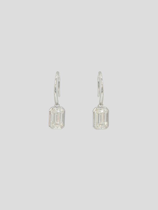 Edge Earrings - Emerald Cut Moissanite in 14k White Gold