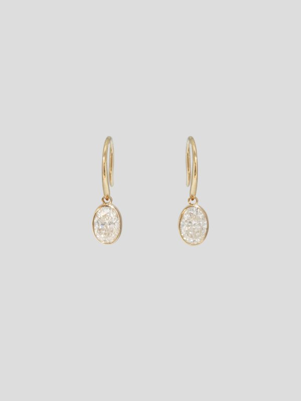 Edge Earrings - Oval Cut Moissanite in 14k Gold