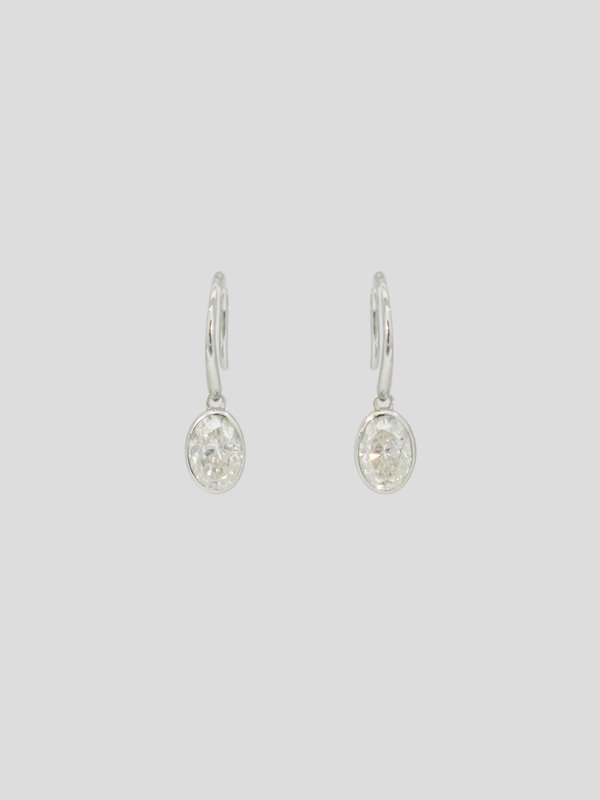 Edge Earrings - Oval Cut Moissanite in 14k White Gold