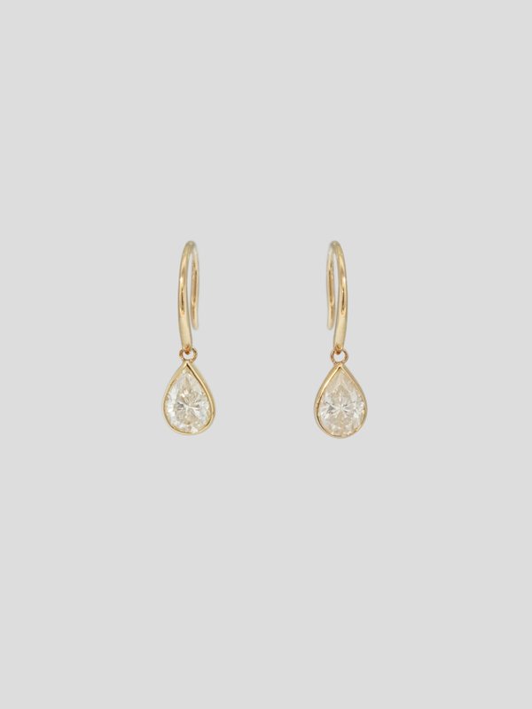 Edge Earrings - Teardrop Cut Moissanite in 14k Gold