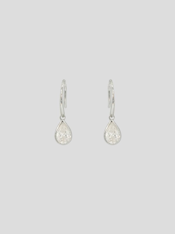 Edge Earrings - Teardrop Cut Moissanite in 14k White Gold