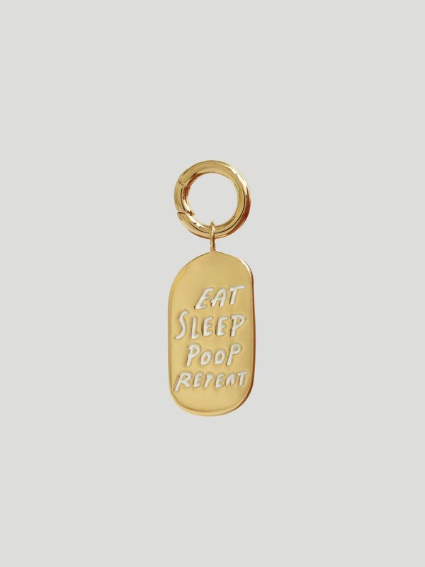 Pet Charm - Eat Sleep Poop Repeat in Champagne Gold