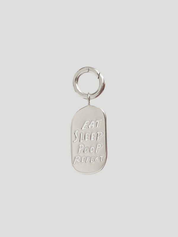 Pet Charm - Eat Sleep Poop Repeat in Silver