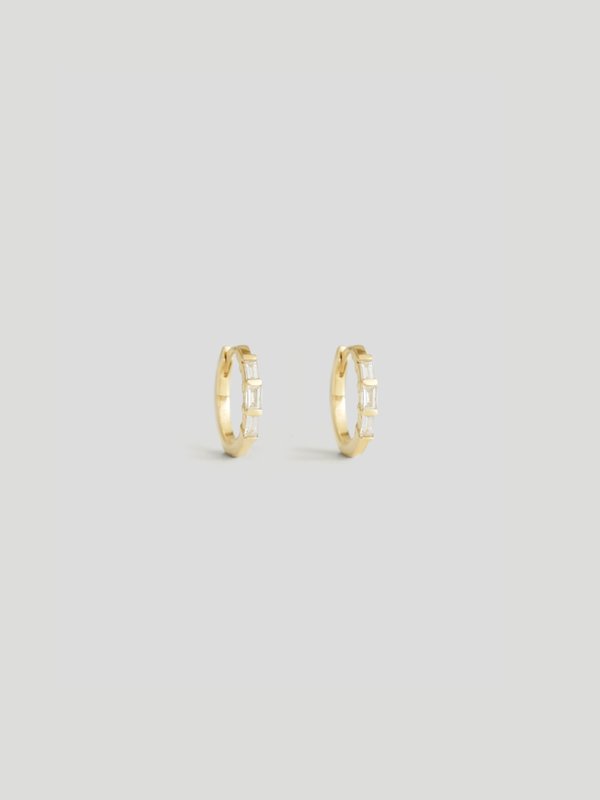 Mirror Clicker Hoop - Diamonds in 14k Gold