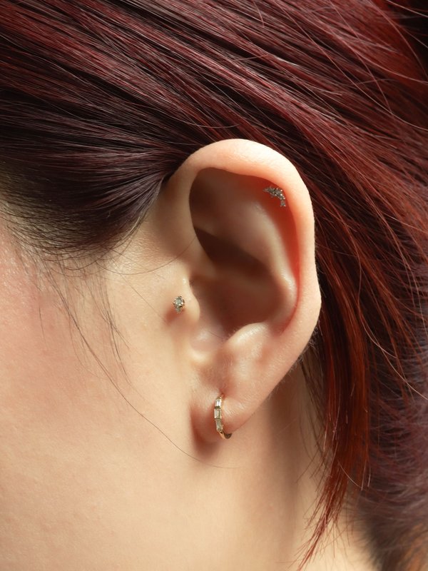 Mirror Clicker Hoop - Diamonds in 14k Gold