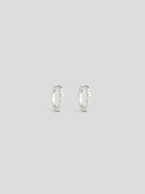 Mirror Clicker Hoop - Diamonds in 14k White Gold