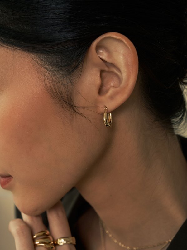 Latch Ear Hoops in Champagne Gold