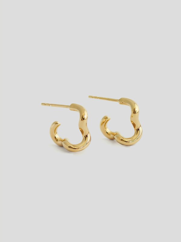 Squiggle Mini Ear Hoops in Champagne Gold