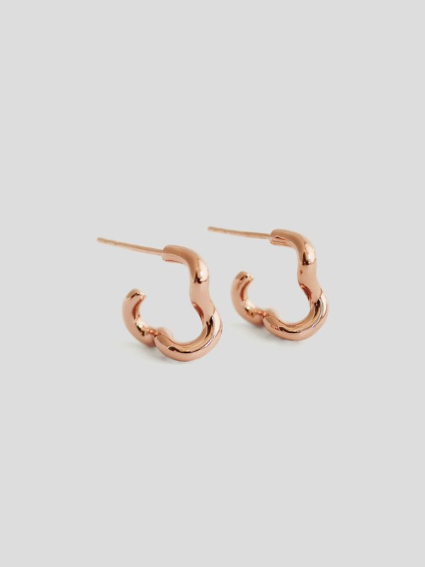 Squiggle Mini Ear Hoops in Rose Gold