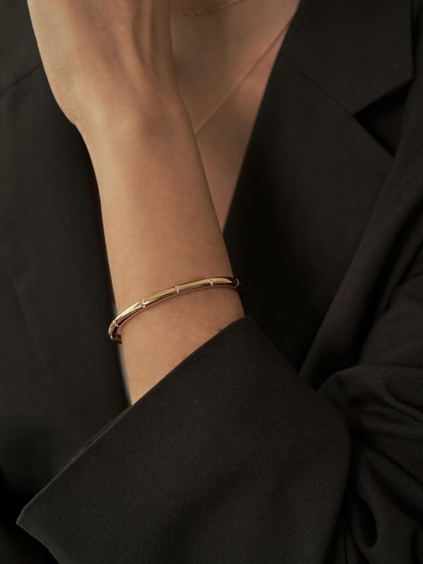 Twilight Bangle - White Topaz in Champagne Gold