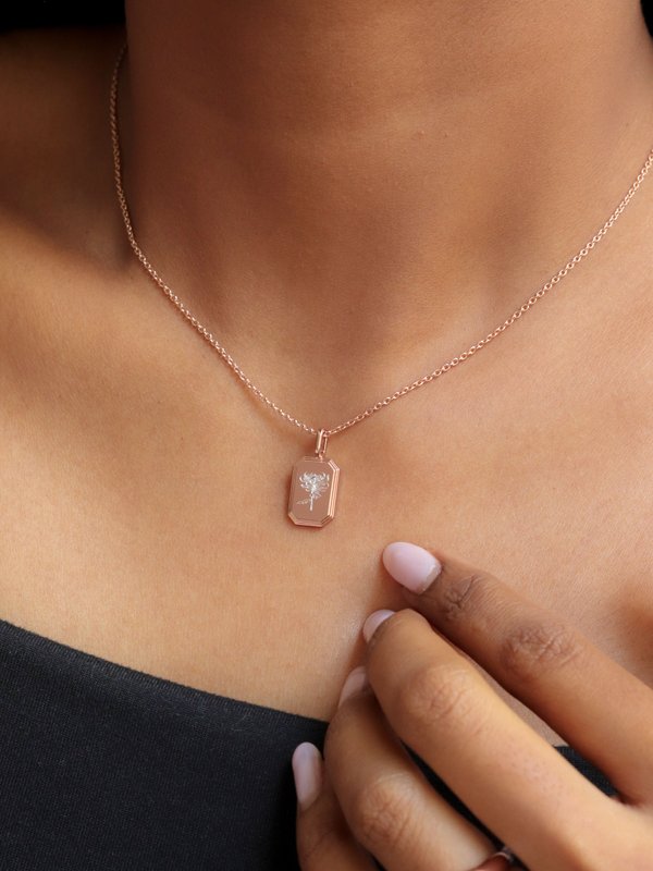 Armory Pendant (Petite) in Rose Gold - Birth Flower