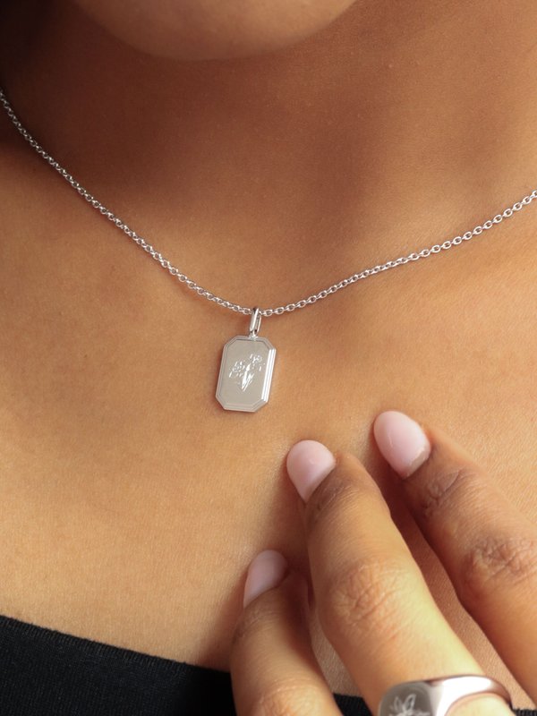 Armory Necklace (Petite) in Silver - Birth Flower