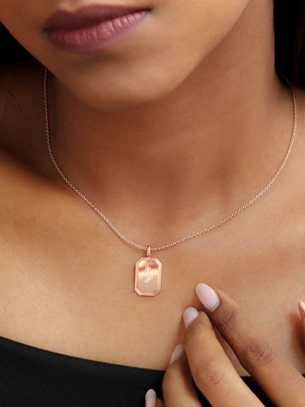 Armory Pendant (Medium) in Rose Gold - Birth Flower