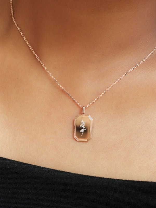 Armory Necklace (Medium) in Rose Gold - Birth Flower