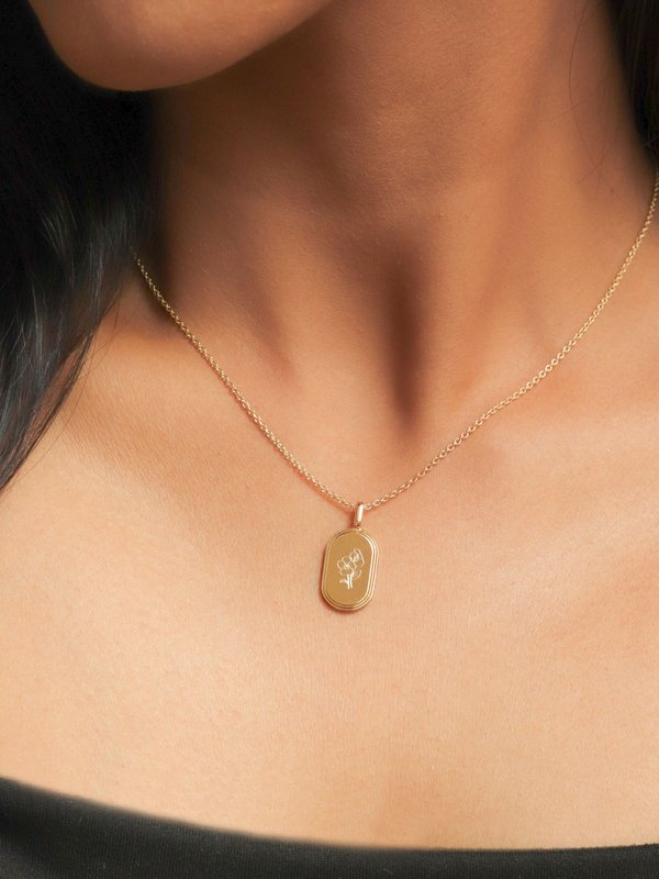 Sire Necklace (Medium) in Champagne Gold - Birth Flower