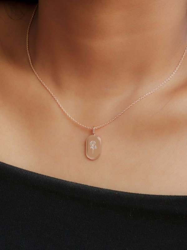 Sire Necklace (Medium) in Rose Gold - Birth Flower