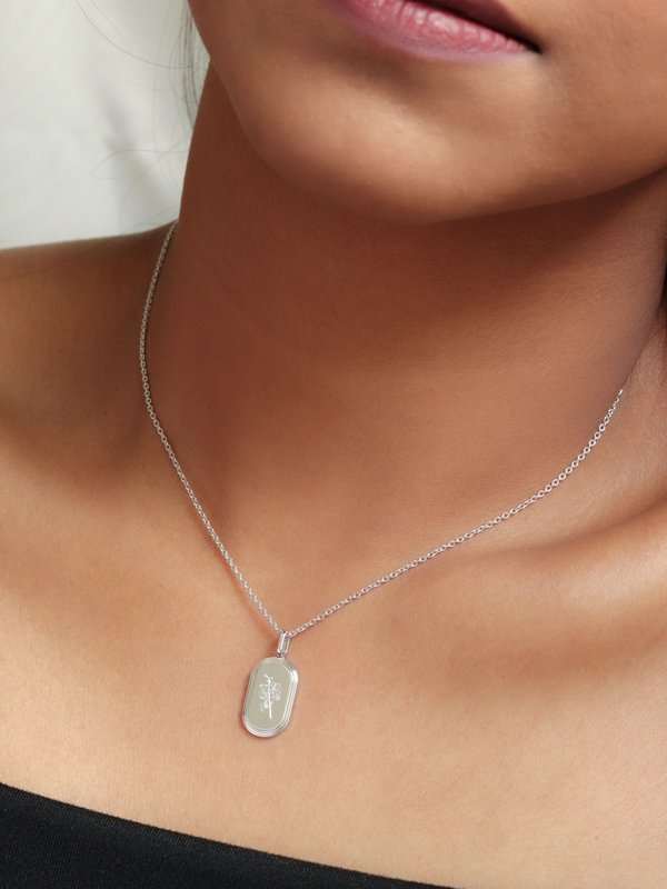 Sire Necklace (Medium) in Silver - Birth Flower
