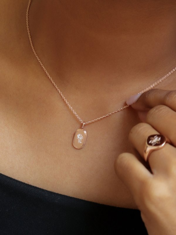 Sire Pendant (Petite) in Rose Gold - Birth Flower