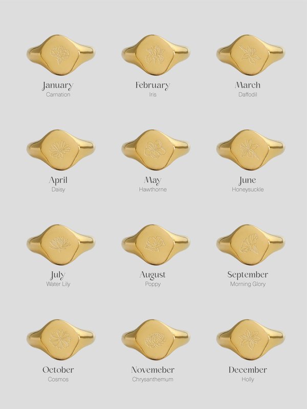 Salvatore Ring in Champagne Gold - Birth Flower