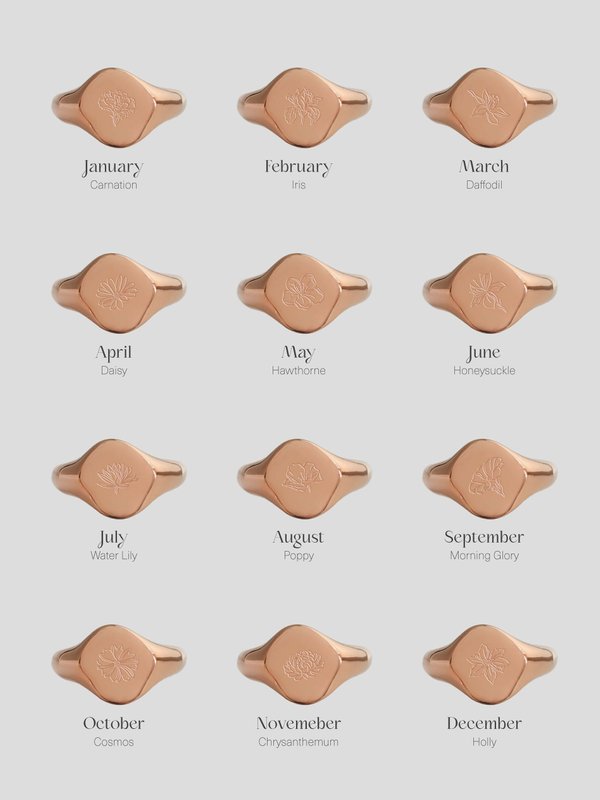 Salvatore Ring in Rose Gold - Birth Flower