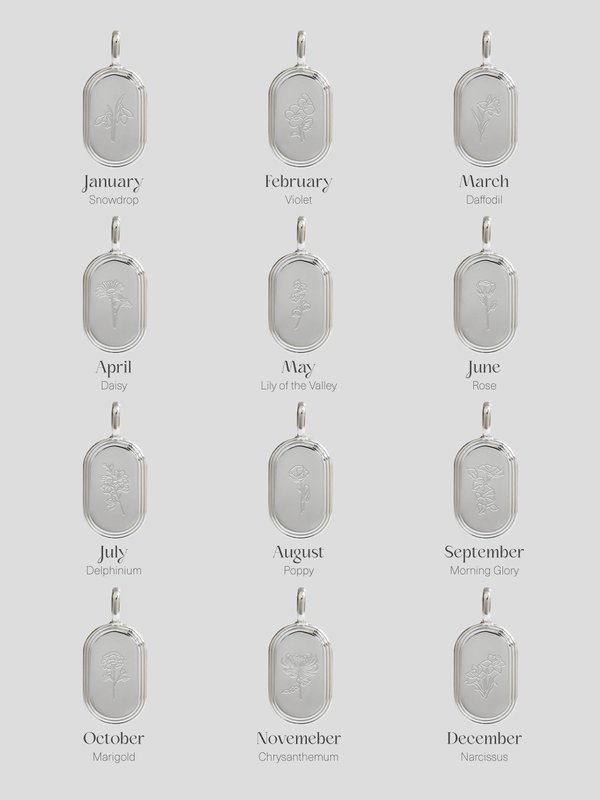 Sire Pendant (Medium) in Silver - Birth Flower